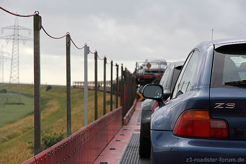 Sylt Tour 2014 - QP und Roadster Freunde auf dem Hindenburgdamm in Rück-Fahrt-Richtung ;-)