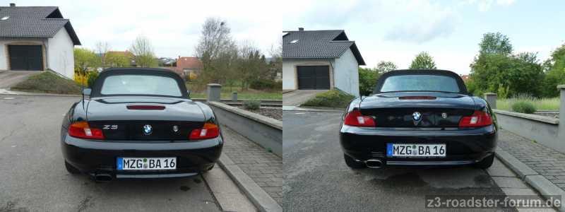 Heckansicht vorher/nachher