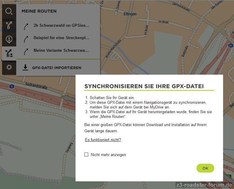 TomTomMyDrive Route synchronisieren