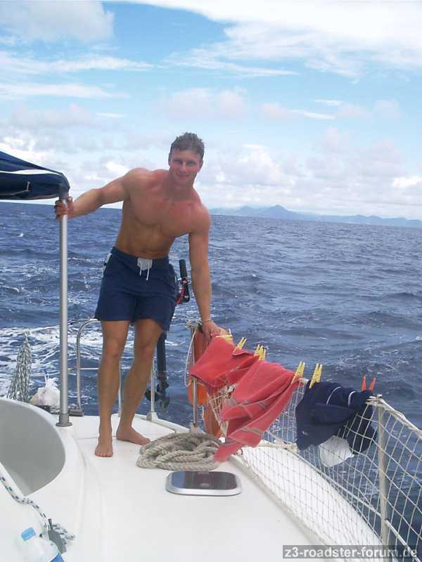 beim Segeln auf nem Katamaran Bahia 46 in der Karibik