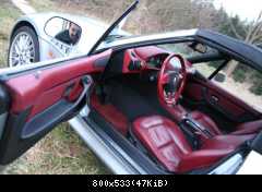 rote Leder-Welt im Cockpit