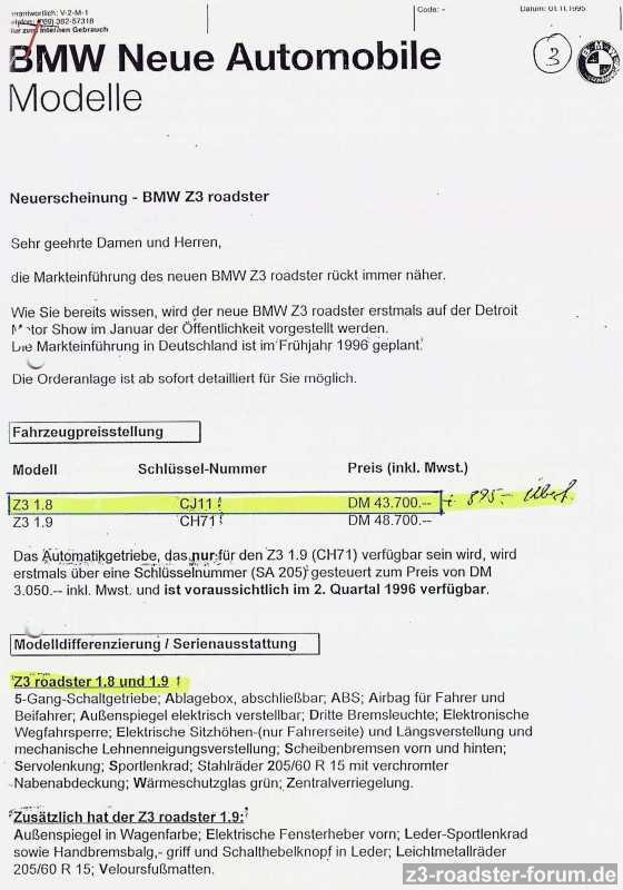 Preisliste vom 01.11.1995