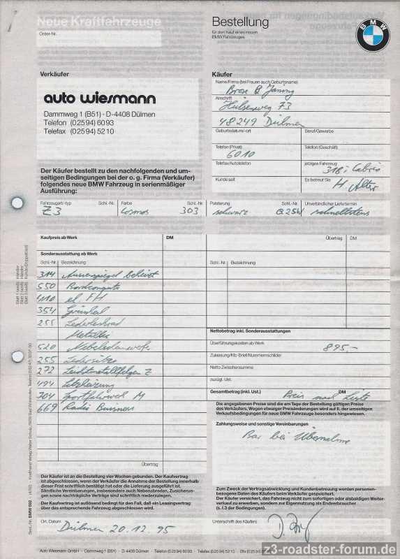 Bestellung 20.12.1995