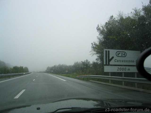 Anfahrt bei Regen